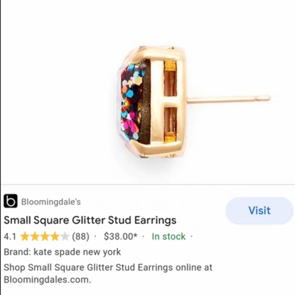 NWT Kate Spade Small Square Glitter Studs Earrings - Picture 10 of 11